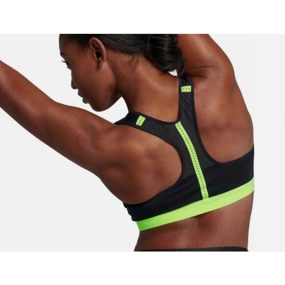 Nike Women’s XS Motion Adapt High Support Sports Bra, Black / Glow Volt - Picture 2 of 8